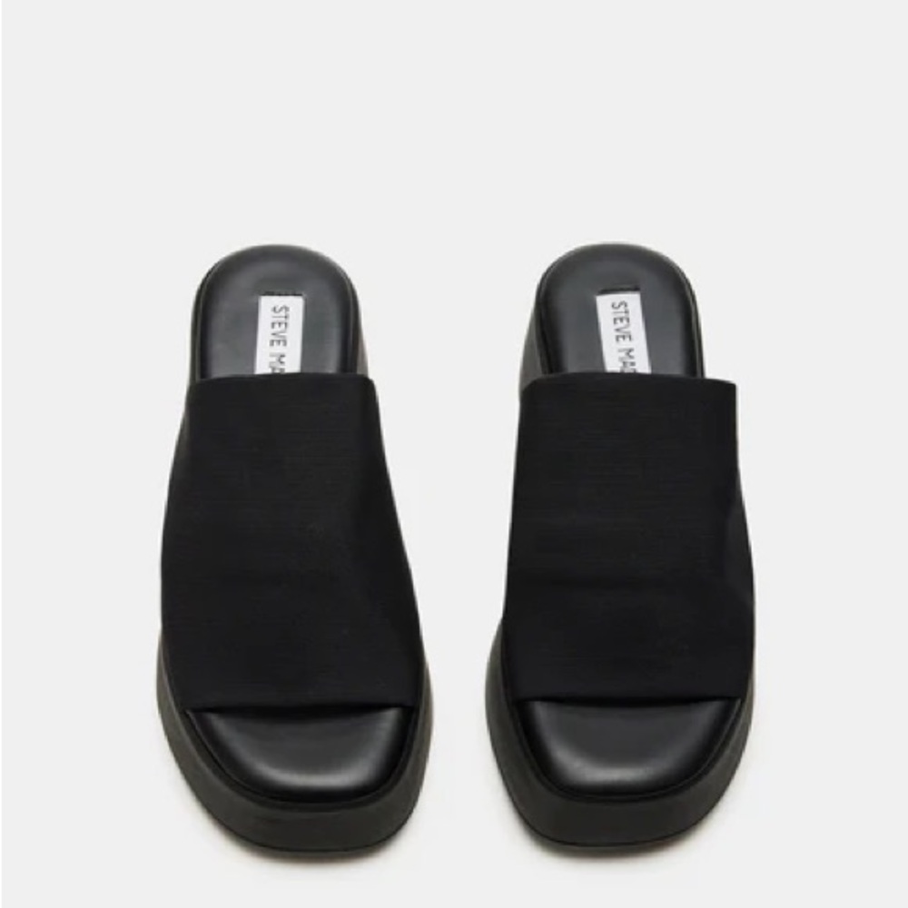 Steve Madden Black Slip On Sandals